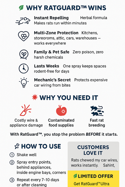 RatGuard™ Ultra Spray – Instant Rodent Protection - Buy 1 Get 1 Free!